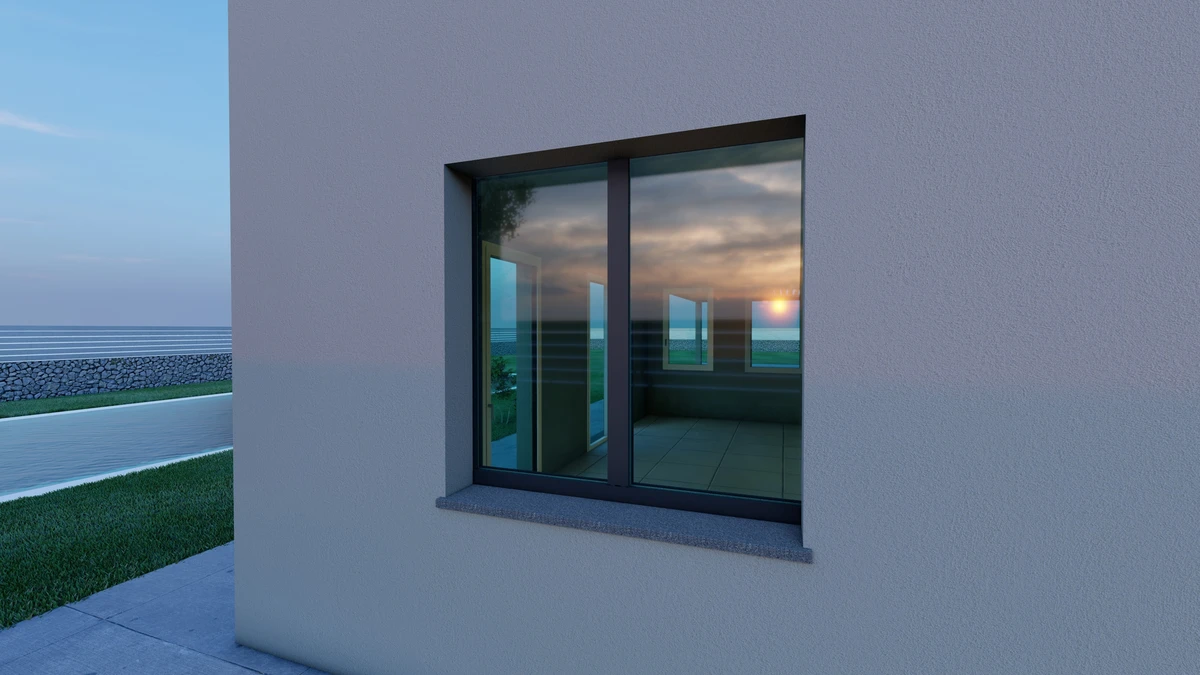 Finestra in alluminio verniciato nero per casa moderna con elevato isolamento temoacustico